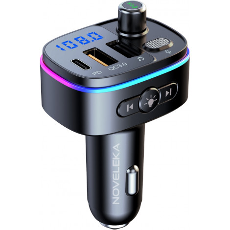 FM-трансмиттер Bluetooth 5.0 модулятор, зарядное устройство QC3.0, USB, TypeC, handsfree NOVELEKA FM3