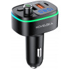 FM-трансмиттер Bluetooth 5.0 модулятор, зарядное устройство QC3.0, USB, TypeC, handsfree NOVELEKA FM3
